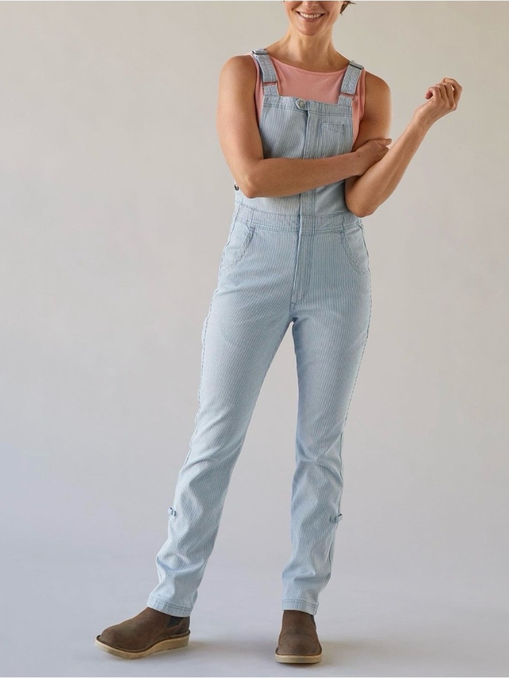 Duluth Trading Rootstock Gardening Zip Front Overalls Railroad Stripe XL
